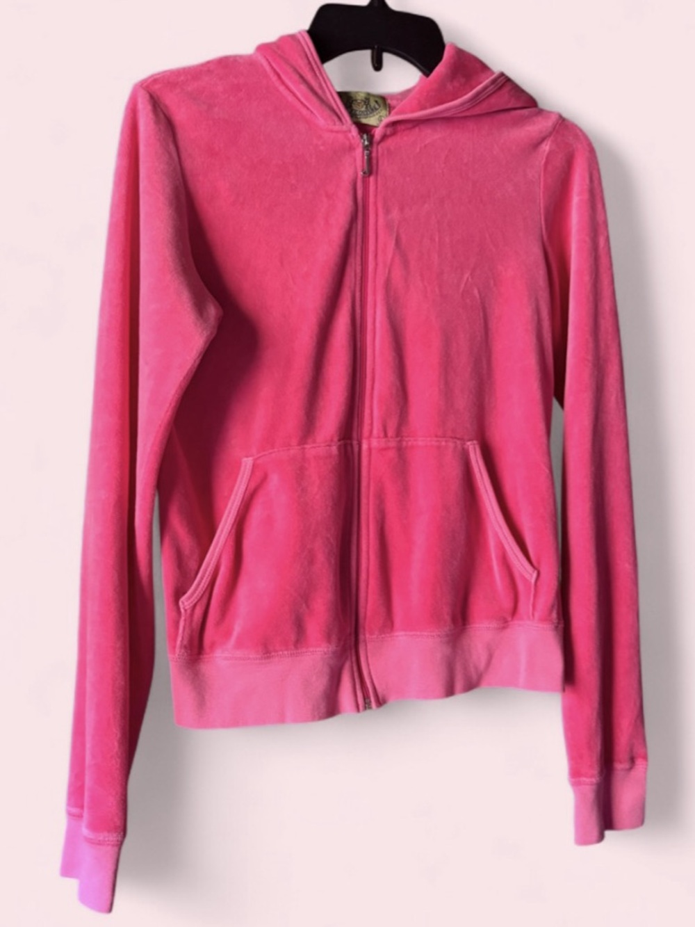 Vintage Juicy Couture Hot Pink Velour Zip-Up Hoodie Jacket Size L Y2K J-Pull